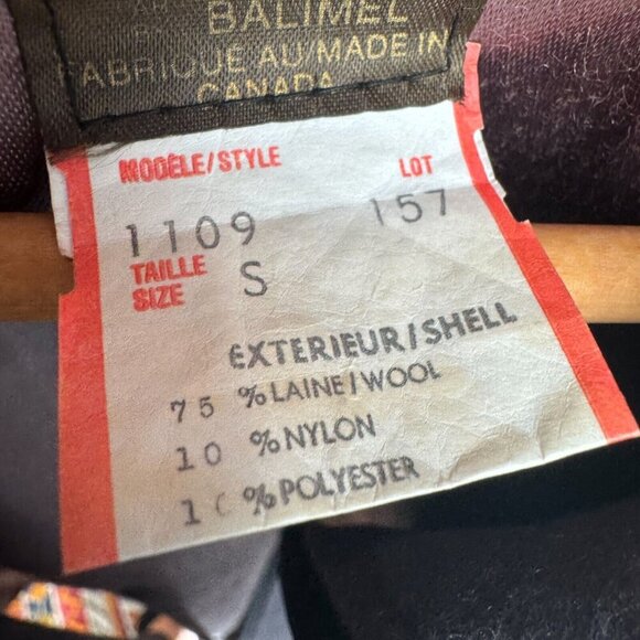 Vintage Fox Run Grey Red Wool Short Wool Parka S - Picture 7 of 8